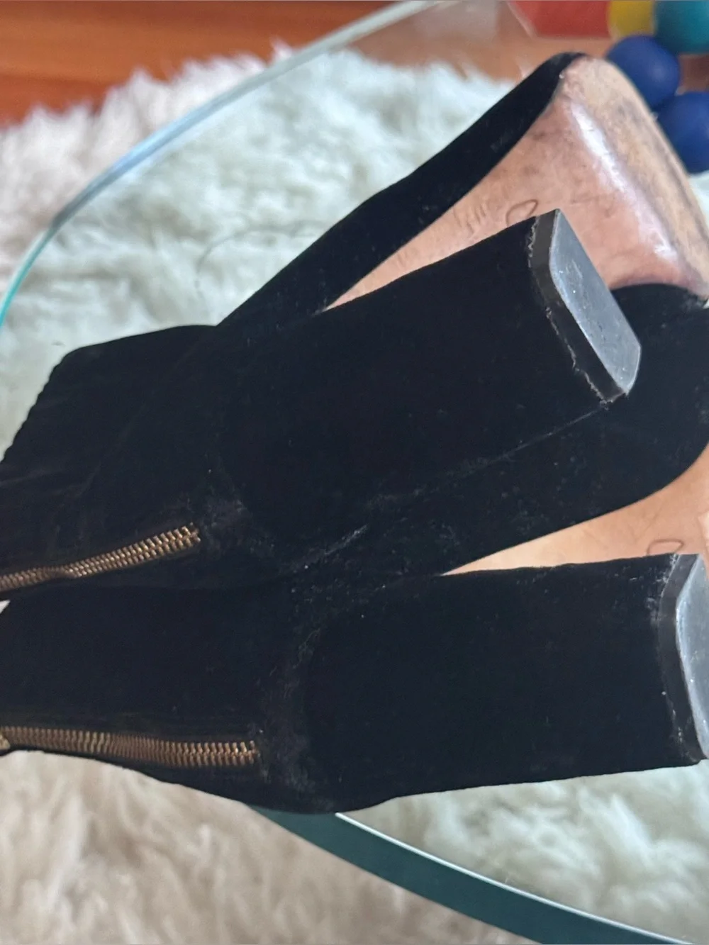 JOIE Saleema Velvet Block Heel Ankle Boots
